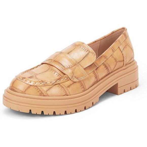 Womens Chunky Platform Loafers Round Toe Non Slip Lug Sole Faux Leather 6.5 - Picture 1 of 1